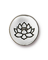 TierraCast : Button - 12mm, 2.3mm Loop, Small Lotus, Antique Silver