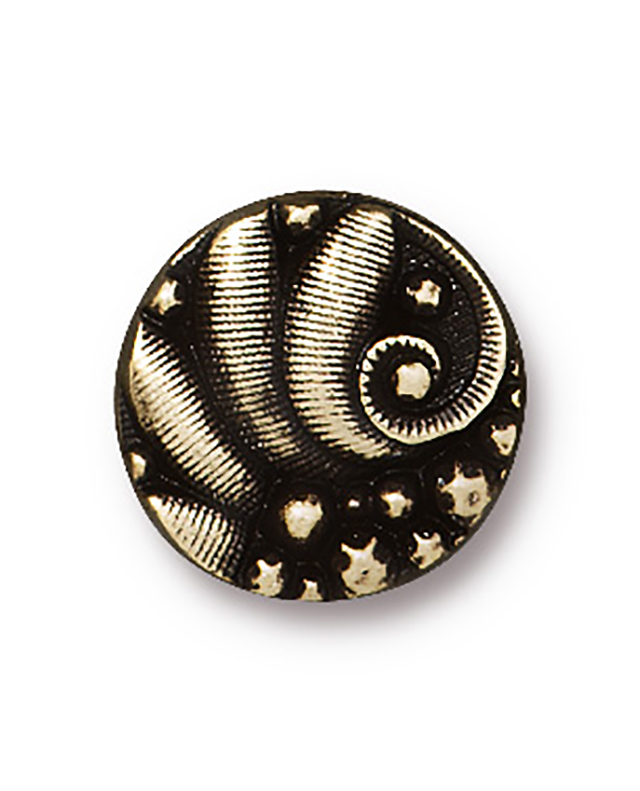 TierraCast : Button - 12.5 x 12.5mm, 2.3mm Loop, Czech Round, Brass Oxide