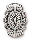 TierraCast : Button - 20 x 14mm, 1.7mm Loop, Western, Antique Silver