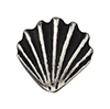TierraCast : Button - 13 x 13mm, 1.8mm Loop, Scallop Shell, Antique Silver