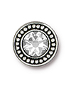 TierraCast : Button - Beaded Bezel with Swarovski SS34 Crystal, Antique Silver