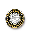 TierraCast : Button - 12 x 12mm, 2.4mm Loop, Beaded Bezel with Swarovski SS34 Crystal, Antique Gold