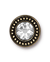 TierraCast : Button - 12 x 12mm, 2.4mm Loop, Beaded Bezel with Swarovski SS34 Crystal, Brass Oxide