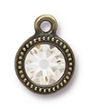 TierraCast : Drop Charm - SS34 Beaded Bezel with Swarovski Swarovski Crystal, Brass Oxide