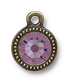 TierraCast : Drop Charm - SS34 Beaded Bezel with Light Amethyst Swarovski Crystal, Brass Oxide