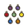 Tierracast : Drop Charm - 13.5 x 10.5mm, 1.5mm Loop, SS34 Beaded Chakra Mix 35pcs, Brass Oxide