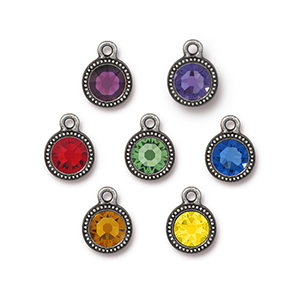 Tierracast : Drop Charm - 13.5 x 10.5mm, 1.5mm Loop, SS34 Beaded Chakra Mix 35pcs, Antique Pewter