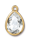 TierraCast : Drop Charm - 4320 18 x 13 mm Plain Pear with Swarovski Crystal, Gold