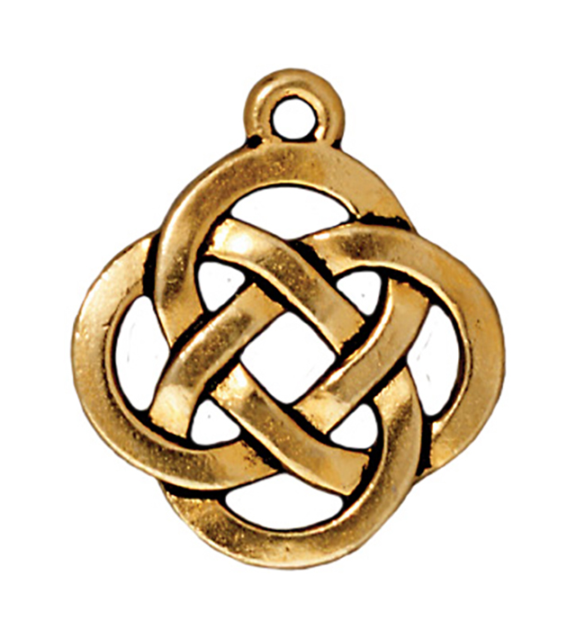 TierraCast : Drop Charm - 20.5 x 17.5mm, 1.3mm Loop, Open Round Pendant, Antique Gold