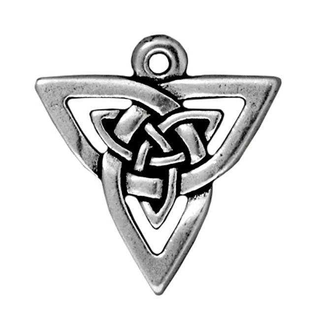 TierraCast : Drop Charm - 21 x 20mm, 1.5mm Loop, Open Triangle Pendant, Antique Silver