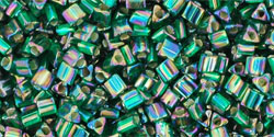 TOHO - Triangle 11/0 : Silver-Lined Rainbow Green Emerald