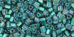 TOHO - Triangle 11/0 : Inside-Color Crystal/Metallic Teal-Lined