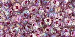 TOHO - Magatama 3mm : Inside-Color Rainbow Crystal/Strawberry-Lined