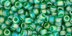 Round 8/0 Tube 2.5" : Transparent-Rainbow-Frosted Grass Green