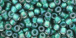 Round 8/0 Tube 2.5" : Inside-Color Frosted Crystal/Metallic Teal-Lined
