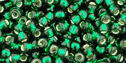 Round 8/0 Tube 2.5" : Silver-Lined Green Emerald