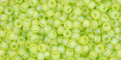 Round 11/0 Tube 2.5" : Transparent-Rainbow-Frosted Lime Green