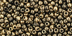 Round 11/0 Tube 2.5" : Gilded Marble Black