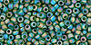 Round 11/0 Tube 2.5" : Transparent-Rainbow-Frosted Green Emerald
