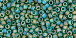 Round 11/0 Tube 2.5" : Transparent-Rainbow-Frosted Green Emerald