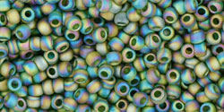 Round 11/0 Tube 2.5" : Transparent-Rainbow-Frosted Olivine