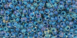 TOHO - Round 11/0 : Inside-Color Luster Crystal/Capri Blue-Lined