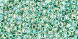 Round 11/0 Tube 2.5" : Inside-Color Rainbow Crystal/Shamrock-Lined