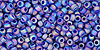 Round 11/0 Tube 2.5" : Transparent-Rainbow-Frosted Cobalt