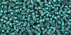 TOHO - Round 15/0 : Inside-Color Crystal/Metallic Teal-Lined