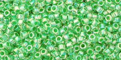 TOHO - Treasure #1 (11/0) : Inside-Color Rainbow Crystal/Grass Green-Lined