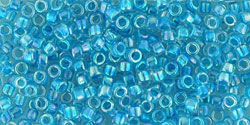 TOHO - Treasure #1 (11/0) : Inside-Color Rainbow Crystal/Opaque Aqua-Lined